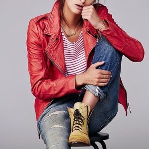DOMA Red Moto Leather Jacket